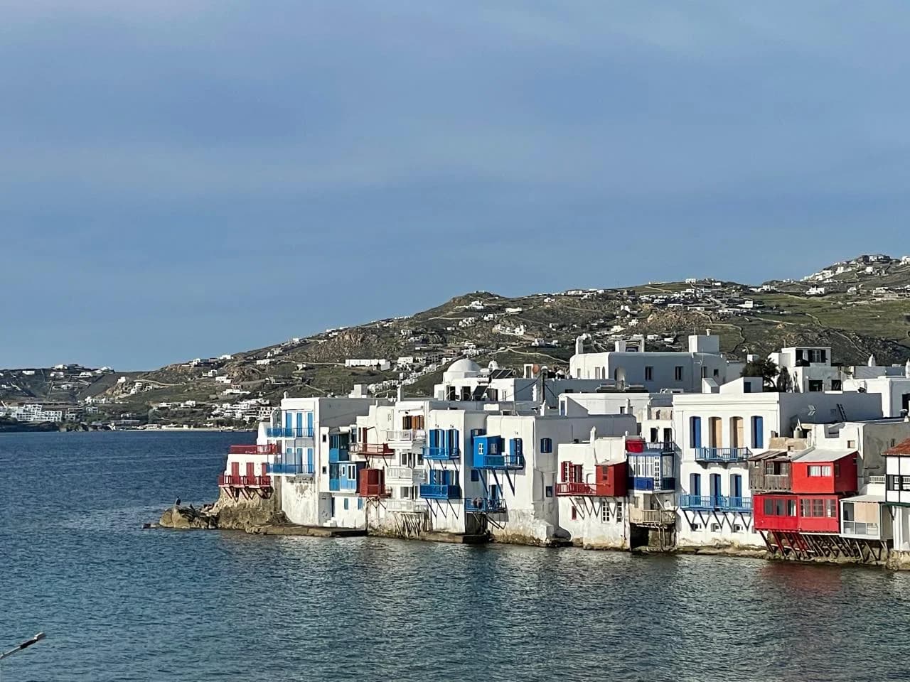 Colourful waterfront houses in Little Venice, Mykonos
